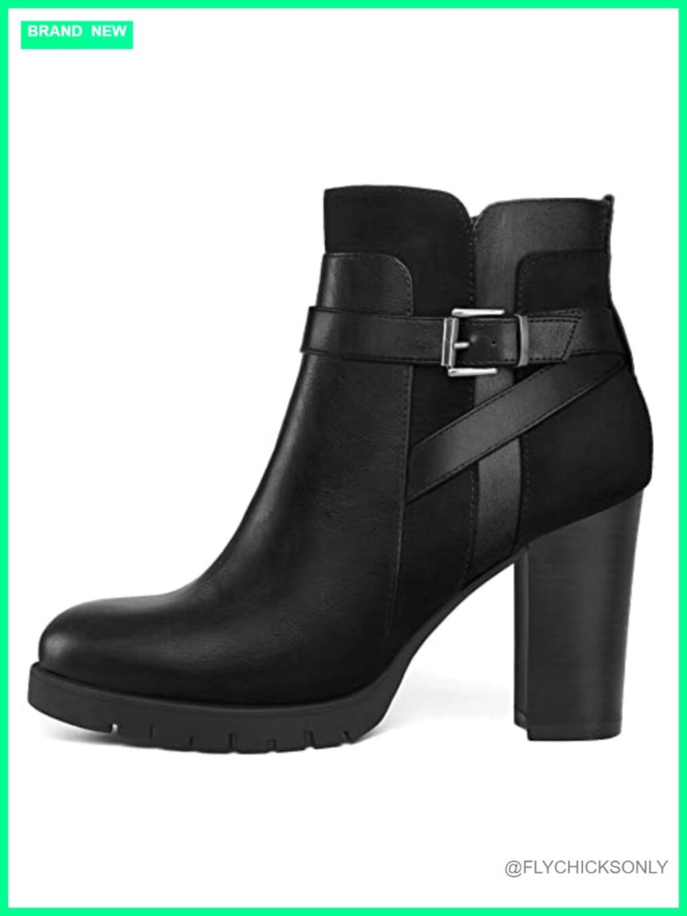 Women's Ankle Boots Wide Width Side Zip Chunky Stacked Block Heel Round Toe PU